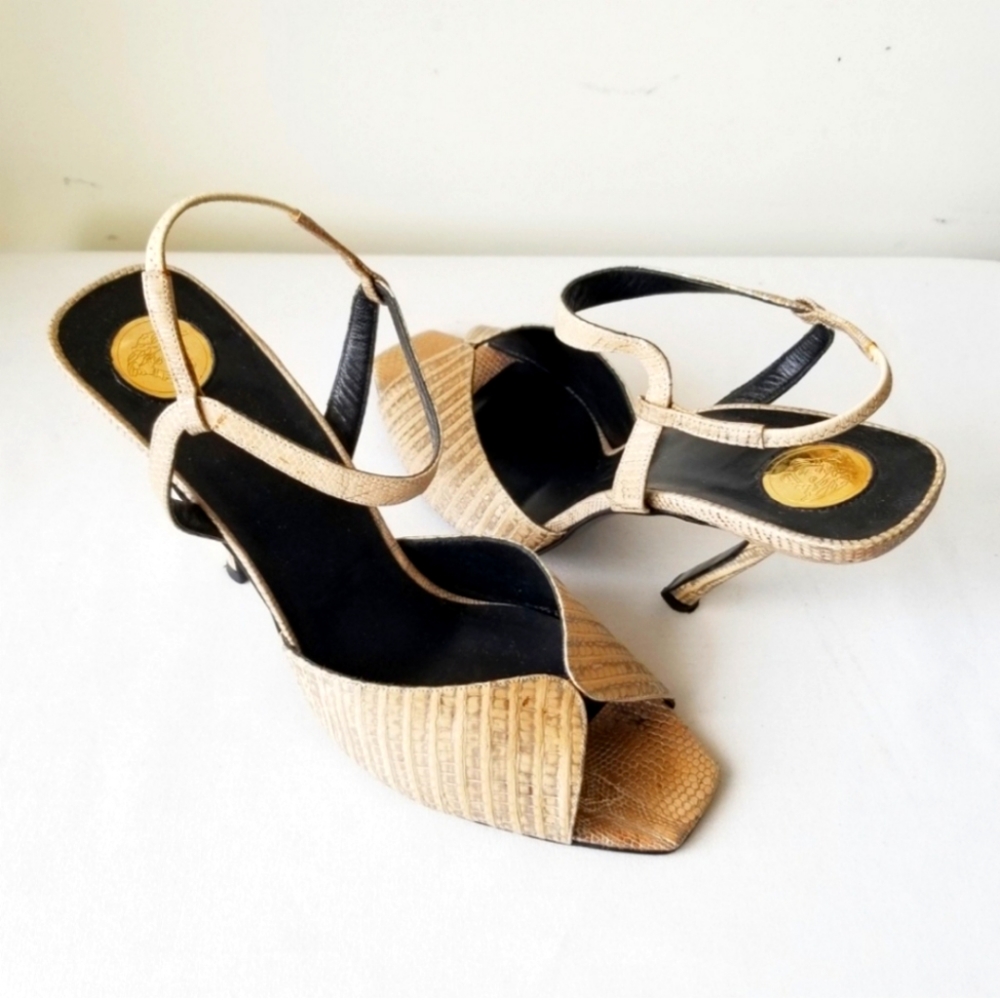 Versace Vero Cuoio Medi Reptile Strap Sandal